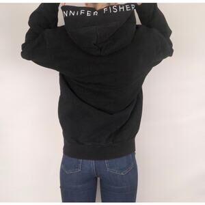 Jennifer Fisher Spell Out Oversized Black Hoodie Hoody Sweatshirt Pullover Small